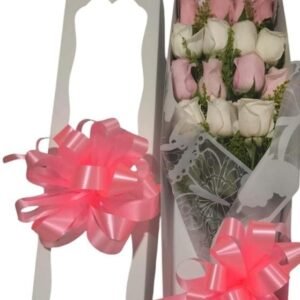 Caja Elegante de 16 Rosas con Moño y Aster a Domicilio en Cali