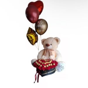 Corazón Gigante con Rosas, Chocolates, Peluche y Globos a Domicilio en Cali