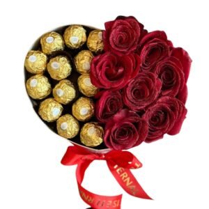 Corazón de Rosas Rojas y Ferrero Rocher en Cali